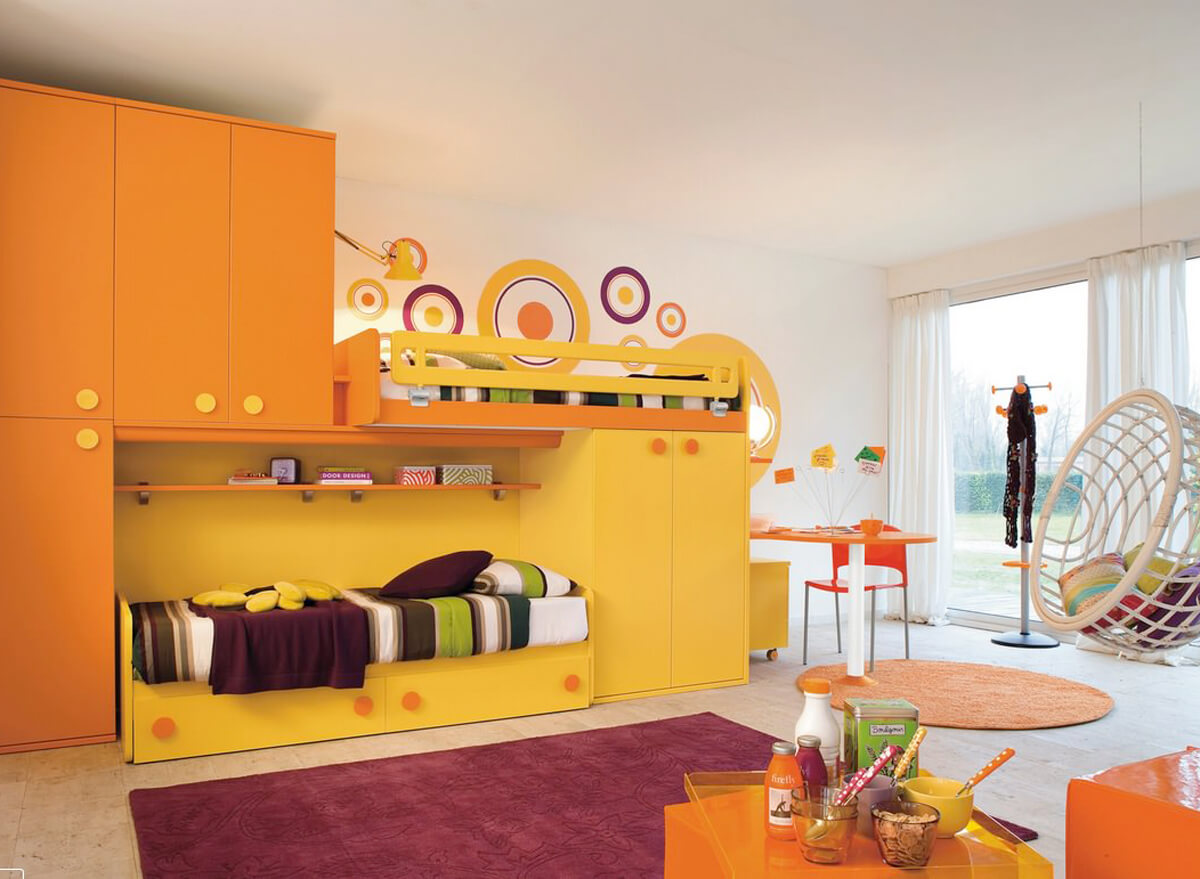 Оранжевый в дизайне детской комнаты