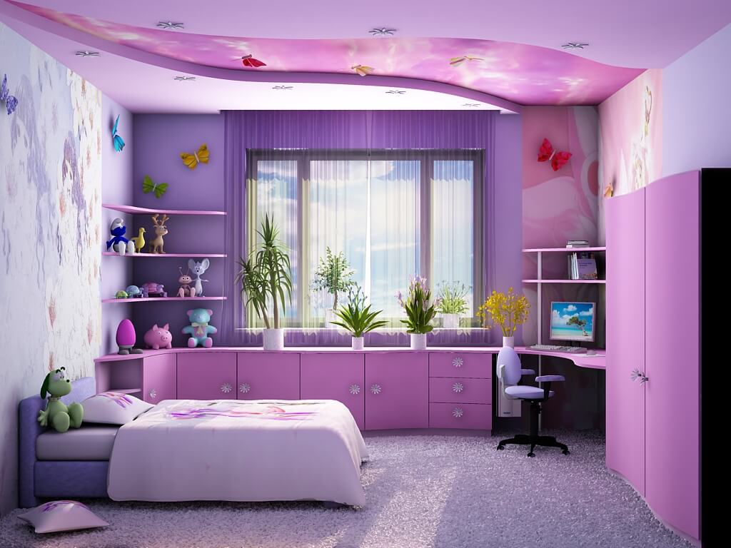 Фиолетовый в дизайне детской комнаты