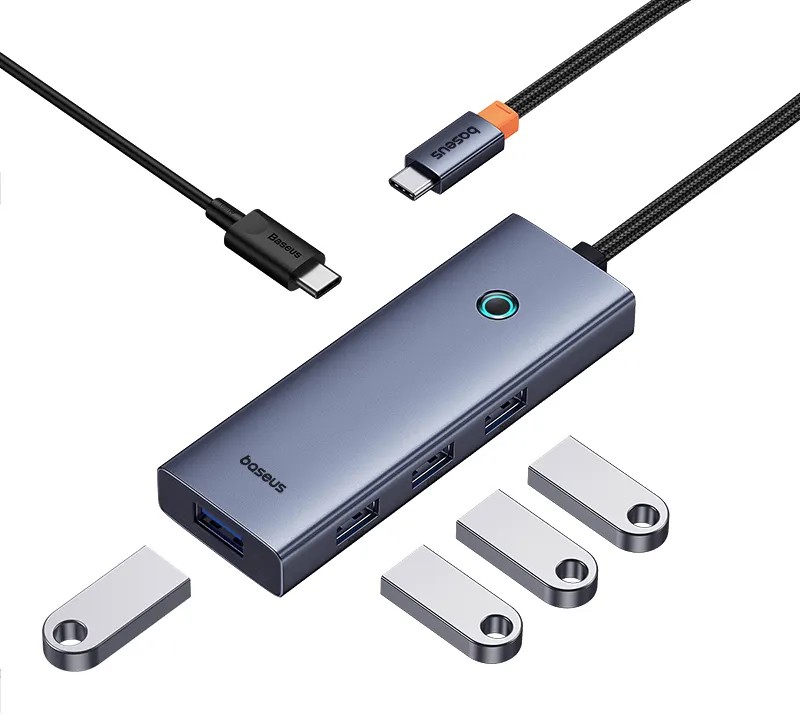 

Хаб Baseus BS-OH149 Type-C to USB3.0*4+PD*1 Space Grey (B00052801811-01)