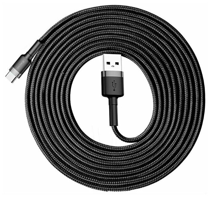 

Кабель Baseus CATKLF-UG1 Cafule Cable USB For Type-C 2A 3m Gray+Black