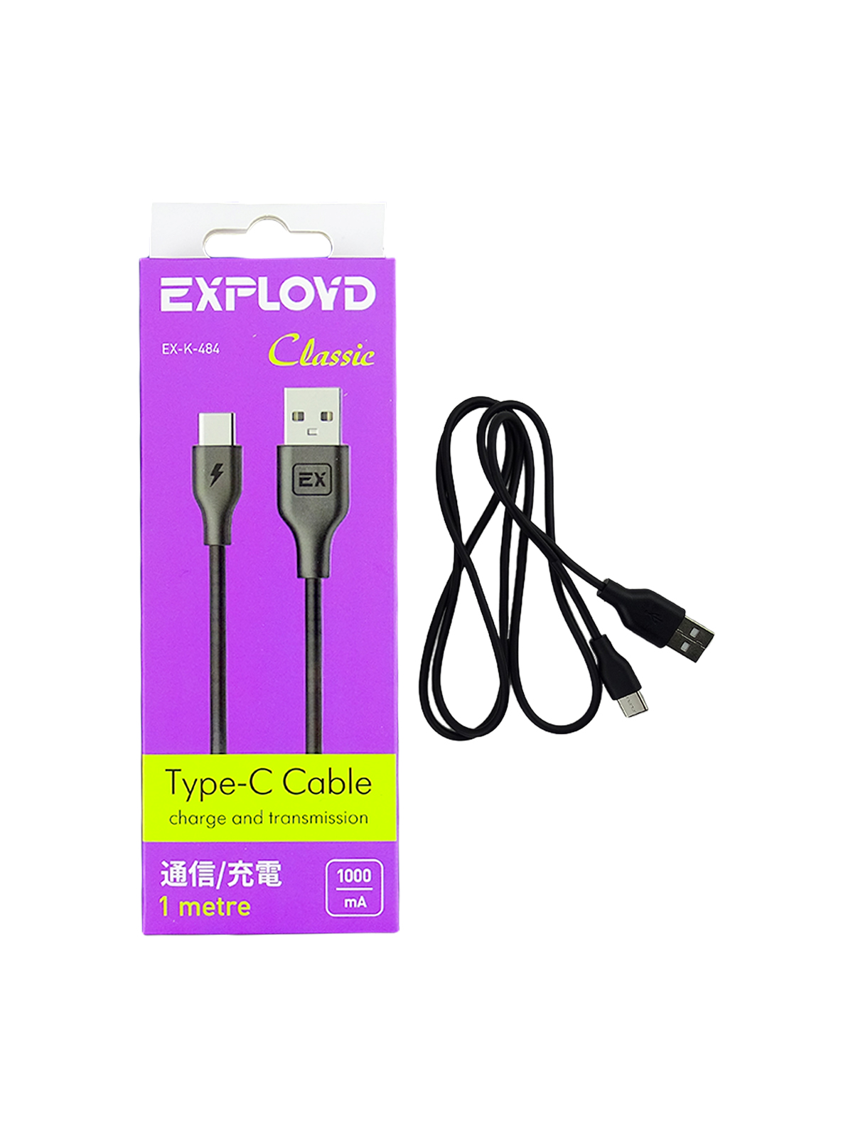 Дата-кабель Exployd USB-TYPE-C круглый черный 1М Classic EX-K-484 - купить  в ОМА