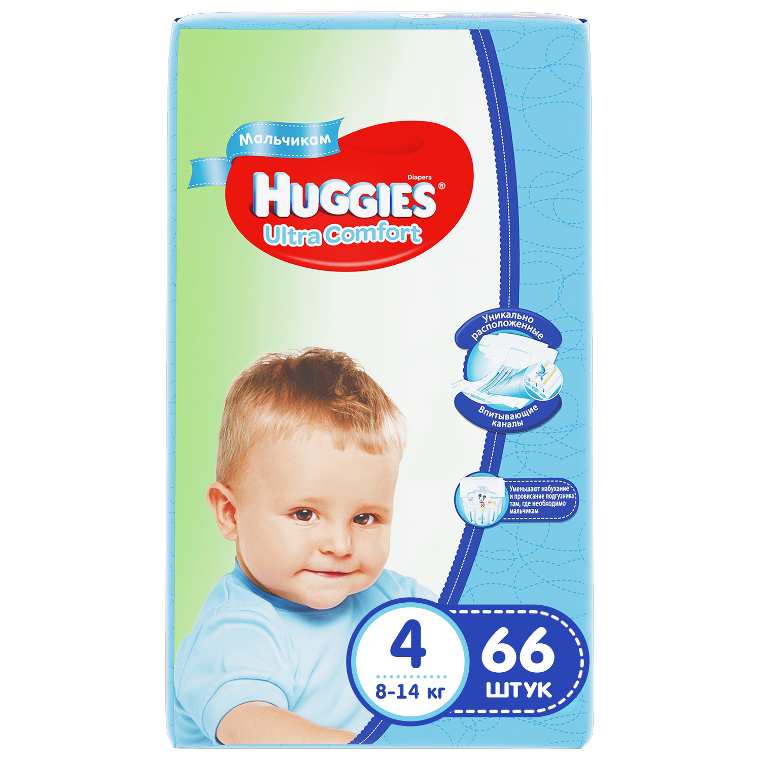 

Подгузники Huggies Ultra Comfort Mega 4 Boy (8-14 кг) 66 шт