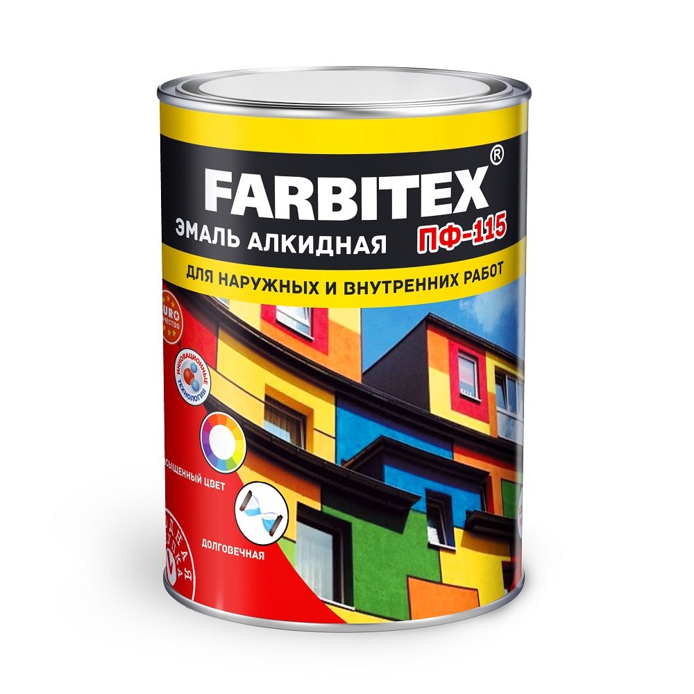 

Эмаль алкидная ПФ-115 изумрудный 1.8 кг FARBITEX