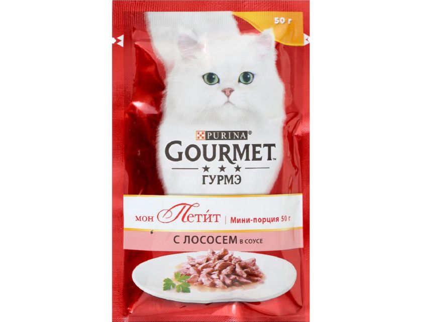 Лосось для кошки. Гурмет mon petit пауч лосось 50гр. Пурина Гурмэ 50г. Gourmet 50 гр корм. Gourmet mon petit 50гр корм для кошек лосось (пауч).