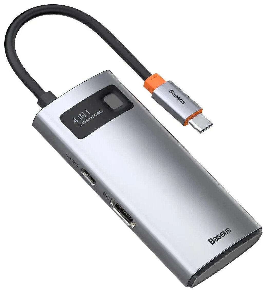 

Хаб Baseus CAHUB-CY0G, 4-in-1 Type-C to USB2.0+USB3.0+HDMI+Type-C Gray